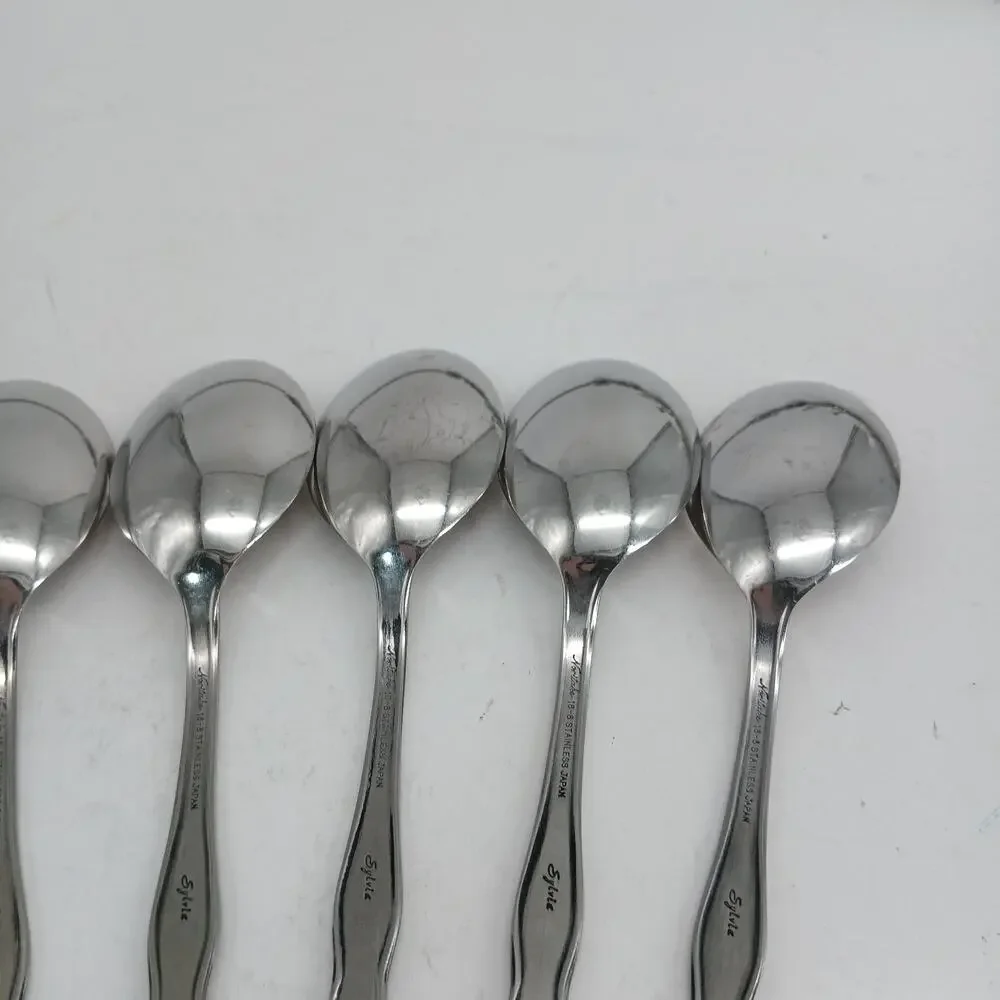 8X Tbsp Vtg Noritake 18-8 Stainless Japan Sylvia Flatware Table Spoons